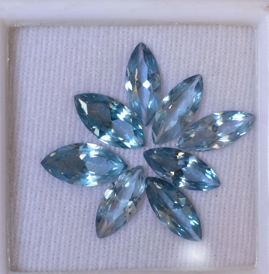 8 piezas de aguamarina azul natural 11 x 4 mm AAA+ piedras preciosas sueltas certificadas marquesa Foto 1 de 4