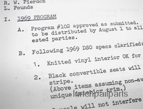 复制 罕见 69 - 70 规划委员会备忘录 Carroll Shelby Cobra GT 350 500 428CJ — 第 1/4 张图片