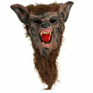 Adult Mens Werewolf Wolf Halloween Classics Costume Overhead Mask With Hair - Picture 1 of 2