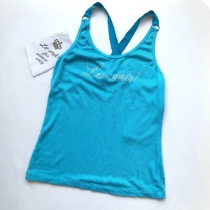 Lu Ma! Rhinestones Tank Top Girls Sz 6 Blue Embellished Ribbed Sleeveless NEW - Picture 1 of 3