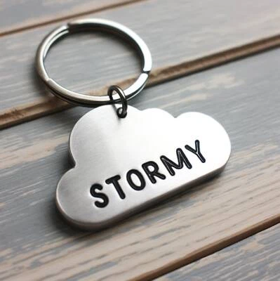 Storm Cloud Shaped Weather Theme Pet ID Tag Custom Engraved with Name & Number - Image 1 of 4