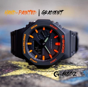 Bespoke G-SHOCK GA2100 Orange Gradient Mod | Hand-Painted Artist CasiOak - Picture 1 of 4