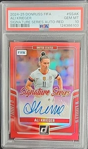 Ali Krieger 2024-25 Panini Donruss FIFA Red Prizm Auto #20/49 USWNT PSA 10 - Bild 1 von 2