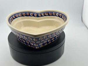 Boleslawiec Polish Pottery Heart Bowl • Pattern 23 • Hand Made in Poland - Picture 1 of 6