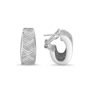 Arrow Textured Design Hoop Earrings 14k White Gold - Picture 1 of 3