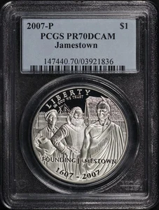 2007-P Jamestown Silver Dollar Commemorative PCGS PR-70 DCAM - Picture 1 of 2