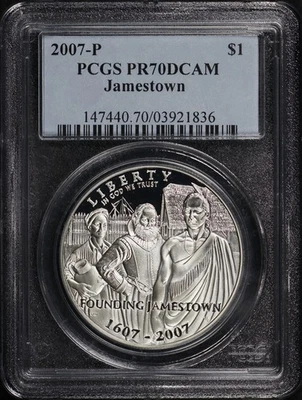 2007-P Jamestown Silver Dollar Commemorative PCGS PR-70 DCAM - Image 1 of 2