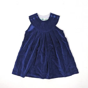 Vestido Alyssa Vintage Niñas Talla 2-3T Azul Marino Terciopelo Delantal Vacaciones - Imagen 1 de 4