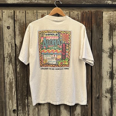 Vintage Aloha Bowl 1991 Stanford Vs Georgia Tech Hawaii T-Shirt by Crazy Shirts - Image 1 of 4