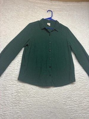 Camisa Gloria Desteñida Niños Grande 12-14 Verde Negro Guinga Cuadros Algodón Abotonado Foto 1 de 4