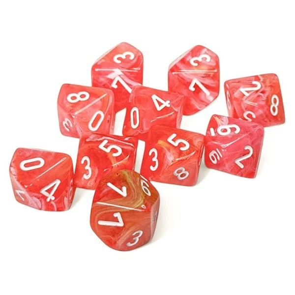 Chessex Manufacturing 8In Pack Dice Set 10 D10 Festive Luminary Dahlia White - Image 1 of 1