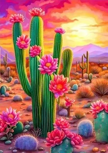 5D Diy diamond painting full drill 30 X 40 CM ~ DESERT CACTUS - Picture 1 of 1
