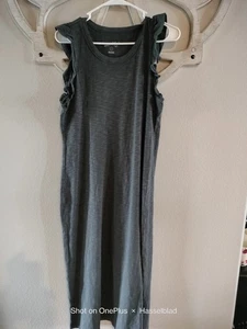 Universal Thread Cotton Maxi Dress Size Small Flutter Ruffle Sleeve Gray NWT - Picture 1 of 4
