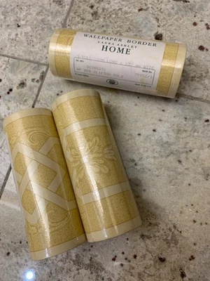 Vintage NOS Laura Ashley Home Clifton Gold Wallpaper Border-3 rolls - 98 ln ft - Image 1 of 2