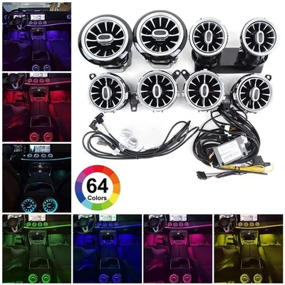 64 Colors AC Air Vent LED Ambient Light 8PCS For Mercedes Benz W213 E E300 E63S - Image 1 of 4