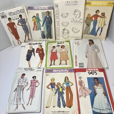 Lot of 10 Vintage Sewing Patterns Simplicity Vogue McCall’s 60s–90s Fashion - Image 1 of 4