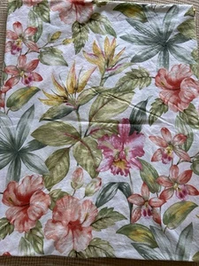Cuddledown Colorful Tropical Floral Queen Flat Sheet Cotton . EUC - Picture 1 of 6