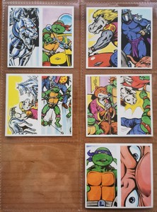 5 x TEENAGE MUTANT HERO TURTLES "Double" Trading Cards - Brooke Bond PG Tips