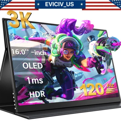 EVICIV 16.0" 3K OLED 120Hz 100000:1 500 cd/m² Portable Monitor 100% DCI-P3 1800P - Image 1 of 4