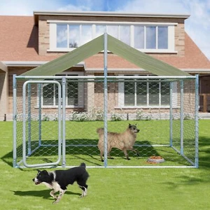 7.5 FT/10 FT Large Outdoor Dog Kennel with Roof Heavy Duty Dog Kennel House - Picture 1 of 23
