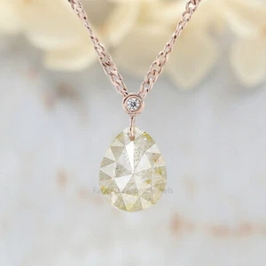 2.96 Ct Pear Shape Grey Color Diamond Pendant 14K Rose Gold Engagement Pendant - Picture 1 of 10