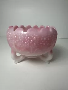 Fenton Art Vetro Rosa Rosalene 3 Piedi Rosa Ciotola Rosa Modello Albero Arancio - Foto 1 di 7