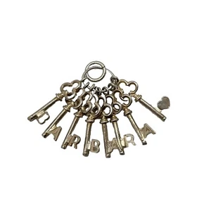 Vtg Sterling Silver Heart Key Design Charm Pendant Spell Out Barbara Name 8 Keys - Bild 1 von 7