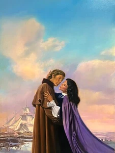 George A. Bush Original Oil Painting, Romance novel "Wide is the Water" 1982 - Picture 1 of 8