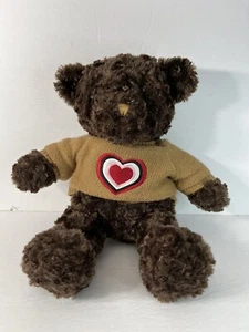 Dan Dee Collectors Series Brown Curly Hair Teddy Bear Plush 16" Heart on Sweater - Picture 1 of 10