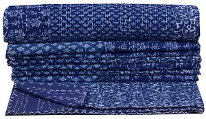 Indian Kantha Twin Quilt Handmade - Patchwork Reversible Bedspread Blanket.Throw - Picture 1 of 6