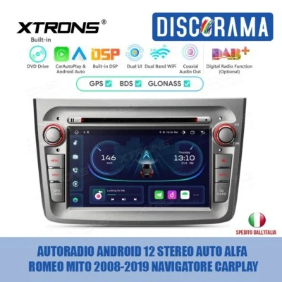 AUTORADIO ANDROID 12 STEREO AUTO ALFA ROMEO MITO 2008-2019 NAVIGATORE CARPLAY - Immagine 1 di 4