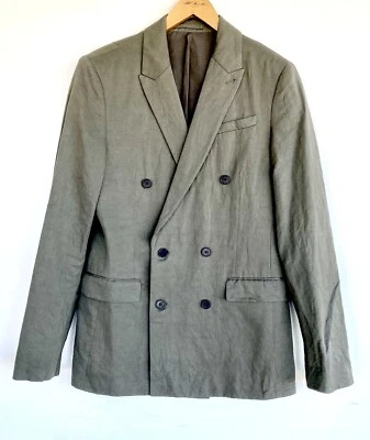 AllSaints Preston Linen Cotton Blazer 42 XL Retail $468 Price $210 Olive Green - Image 1 of 3