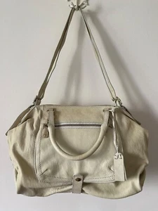 JOY GRYSON Olivia Cream Tumbled Leather Satchel Large Shoulder Bag - Picture 1 of 17