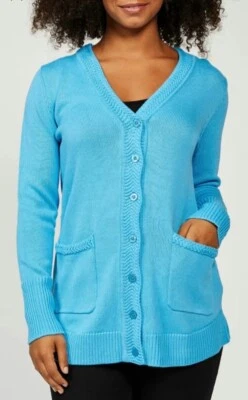 Cárdigan Isaac Mizrahi Mangas Largas Cuello en V con Bolsillo Frontal Talla XL Foto 1 de 3