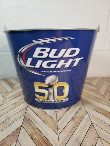 Bud Light Super Bowl 50 Metal Ice Beer Bucket Denver Broncos Cover