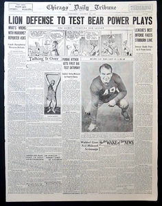 1936 Chicago Sports Section - George Christensen & Lions Defense To Test Bears - Picture 1 of 4