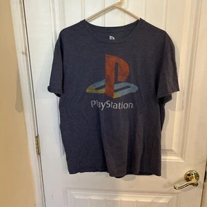 Sony Playstation Logo Design Classic T Shirt Mens Medium Gray/Blue Large - Picture 1 of 5