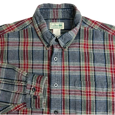 L.L. Bean Mens Large Multicolor Plaid Long Sleeve Button Down Flannel Shirt - Image 1 of 4