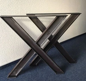 1 Stück X Tischbein Stahl Design Tischkufen Stützfuss Tischgestell  X-Form B 600 - Bild 1 von 11