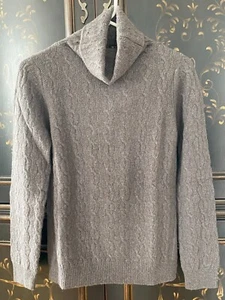 $790 ETRO 100% Cashmere Turtle Neck Cable Knit Sweater | Grey | IT/US 42, Medium - Picture 1 of 10