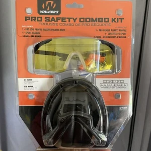 Walker's Game Ear GWP-FPM1GFP Pro Safety Glasses Shooting Earmuffs Combo Kit - Picture 1 of 2