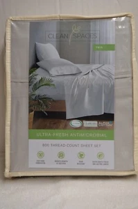 CLEAN SPACE 800 THREAD COUNT 3 PIECE TWIN SIZE GREY SHEET SET NEW - Picture 1 of 4