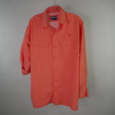 Bimini Bay 钓鱼衬衫 M 橙色纽扣卷片 L/S 野营远足 — 第 1/4 张图片