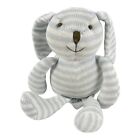 Elegant Baby Bunny Lovey Rattle Blue White Stripe Stuffed Animal Toy