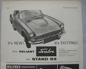 1963 Reliant Sabre Original advert - Picture 1 of 1