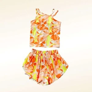 Carter's Girls Orange Floral Athletic Shorts Top Set Size 8 Active Tank Top - Picture 1 of 12
