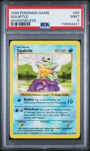 1999 POKEMON GAME BASE SET 63 SQUIRTLE SHADOWLESS PSA 9 MINT - Picture 1 of 2