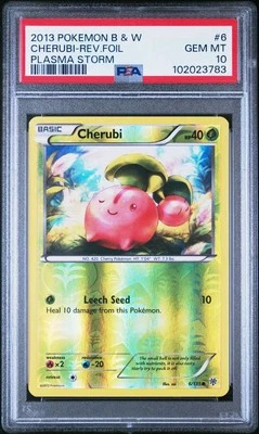 2013 Pokemon Plasma Storm # 6 Cherubi Reverse Foil PSA 10 Card GEM MINT! Pop 1! - Image 1 of 2