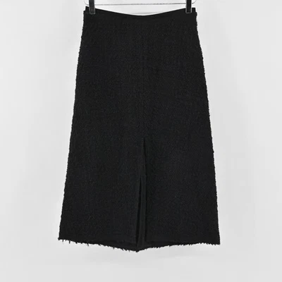 Isabel Marant Black Wool Tweed Skirt Size 36 Front Slit ALine Classic Midi Retro - Image 1 of 4