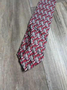 Vintage Pierre Balmain Herrenkrawatte geometrisch abstrakt 100 % Seide schwarz grau rot - Bild 1 von 4